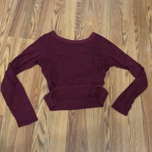 Burgundy long sleeved crop with triangle cutout